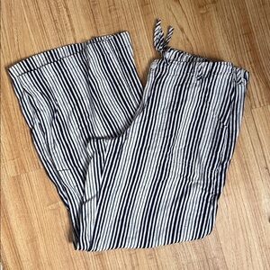 Just Living Striped Wide Leg White and Navy Blue High Waist Pants Size L